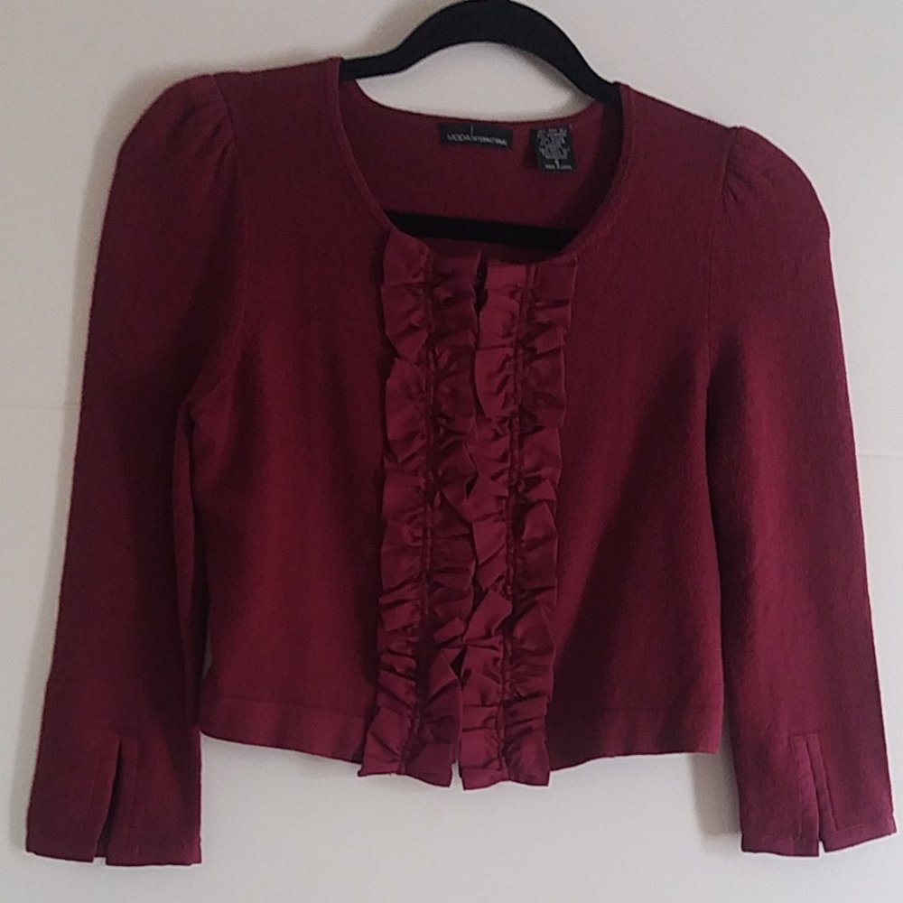 Victoria's Secret sweater 3/4 sleeves with vents, trim: Silk - Color: Raspberry